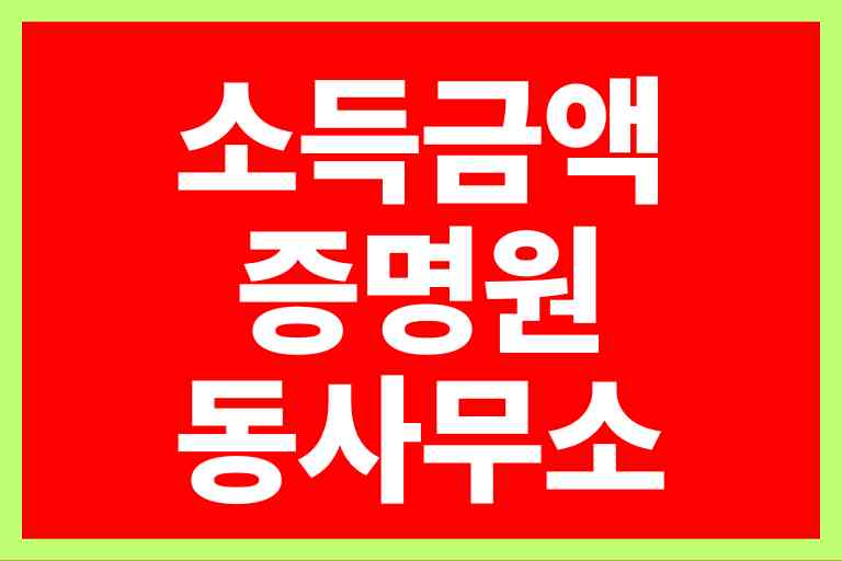 소득금액증명원 발급 동사무소